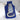 Royal blue hot water bottle cover with Liberty fabric cat with gold glitter details and personalisation.