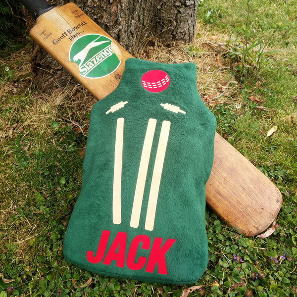 Cricket personalised hot water bottle cover
