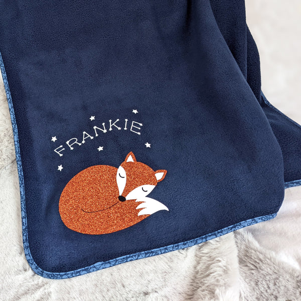 Fox personalised baby blanket. New baby gift.