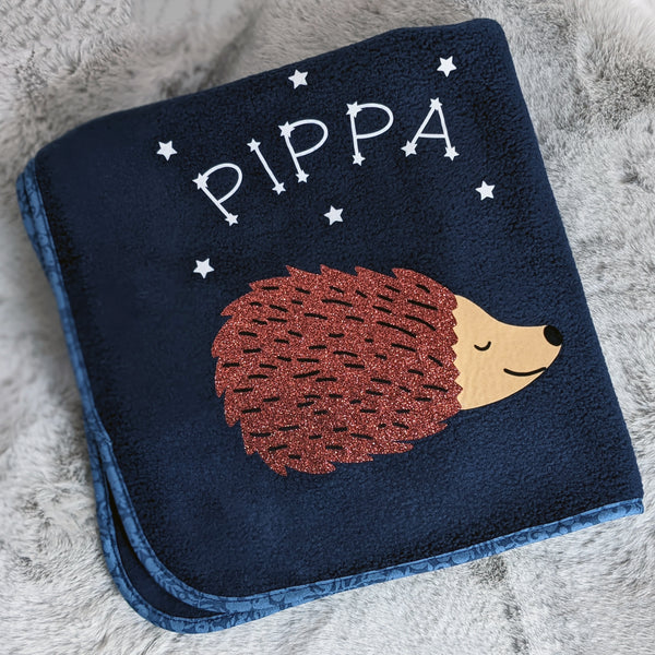 Hedgehog personalised baby blanket