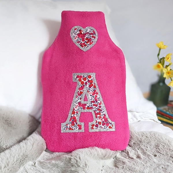 Liberty initial hot water bottle cover