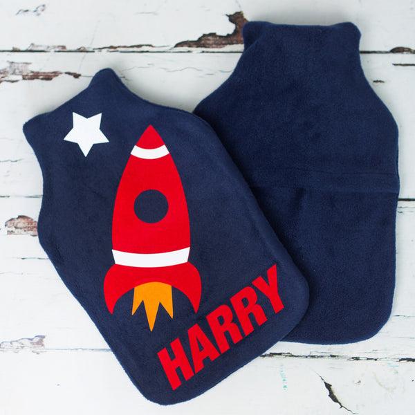Space rocket hot water bottle cover