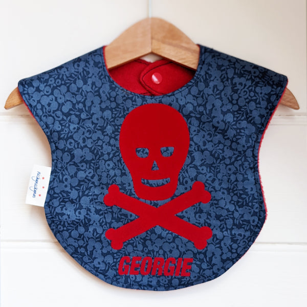 Pirate personalised Liberty fabric bib