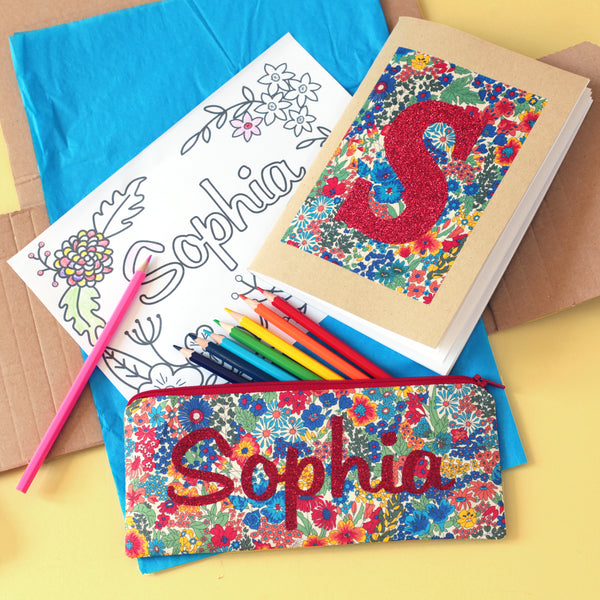 Liberty Personalised Pencil Case Colouring Gift Set