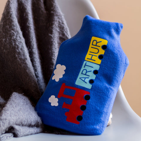 Train Personalised Hot Water Bottle Cover
