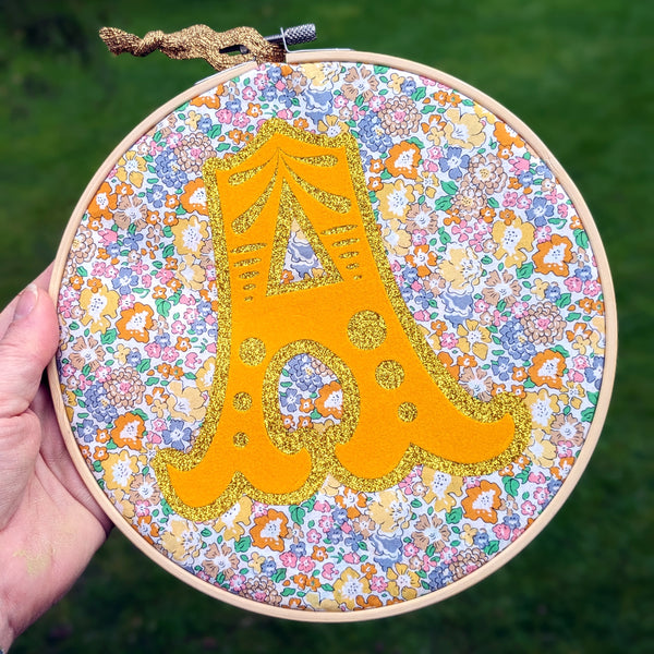 Liberty Floral Fabric Initial Hoop For New Baby
