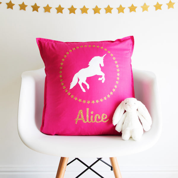 Personalised Sparkly Unicorn Cushion