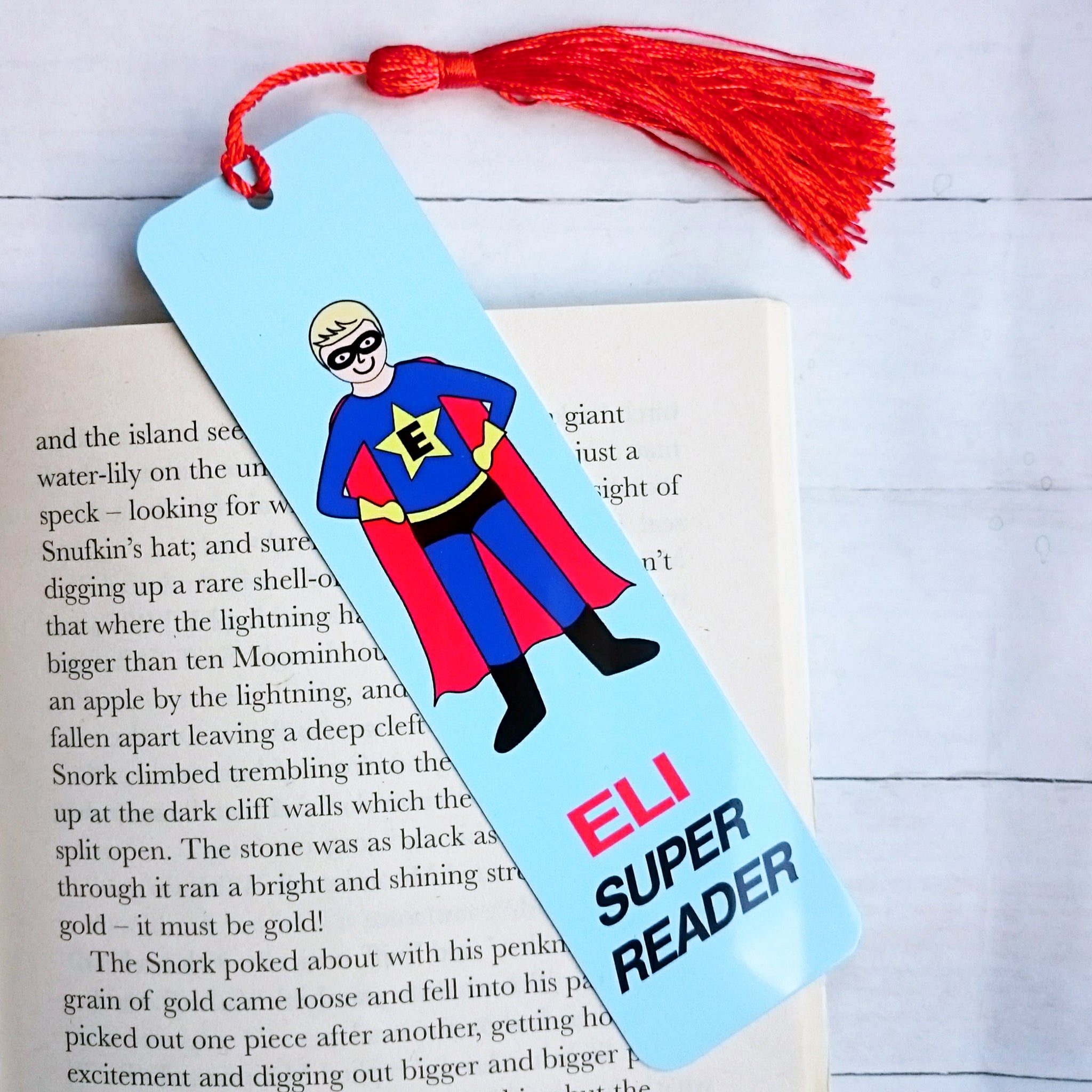 Superhero Personalised Bookmark for boys