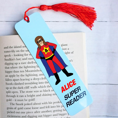 Superhero Personalised Bookmark for girls