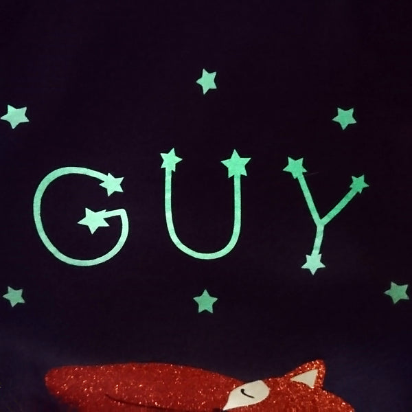 Hedgehog personalised cushion with glow in the dark stars