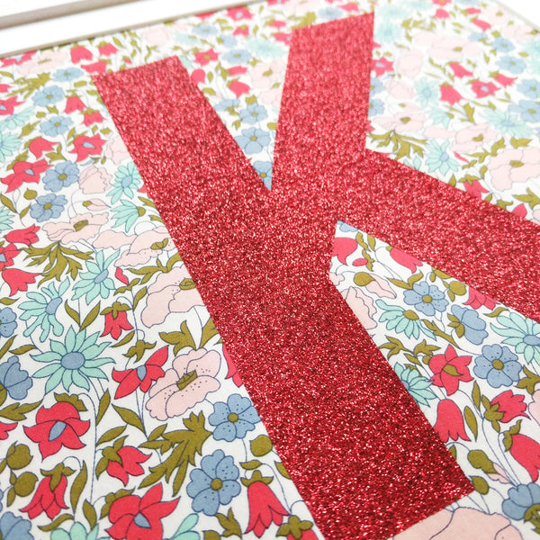 Liberty fabric floral monogram nursery print