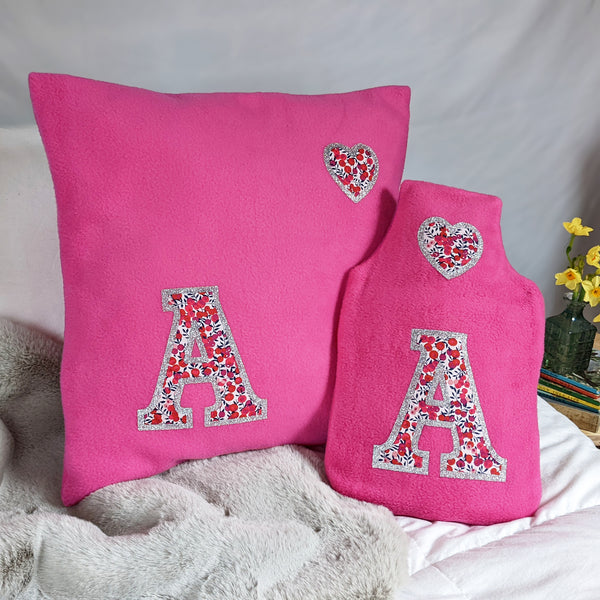 Liberty initial hot water bottle cover