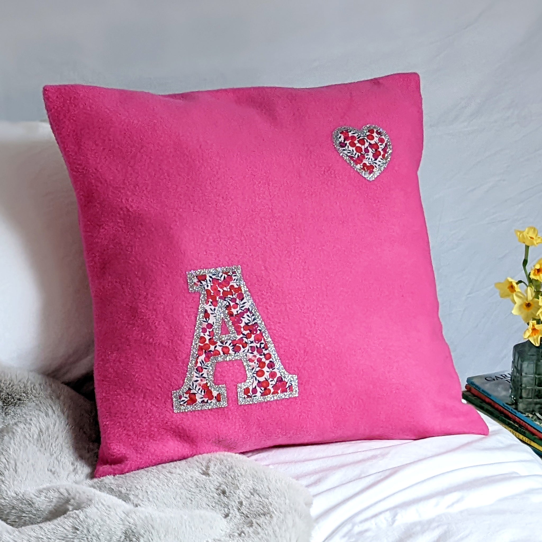 Liberty print intial cushion