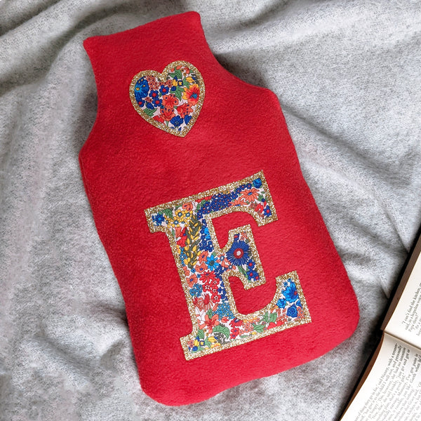 Liberty initial hot water bottle cover