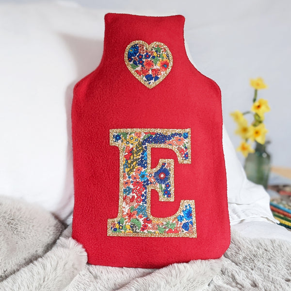 Liberty initial hot water bottle cover