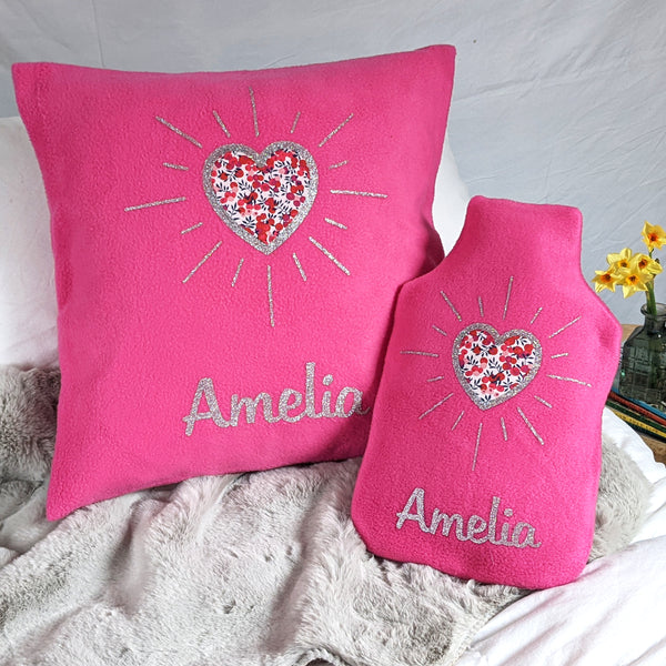 Liberty Sunburst Heart personalised cushion