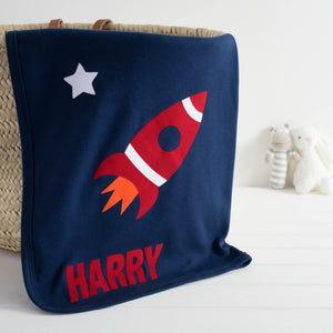 space rocket baby blanket