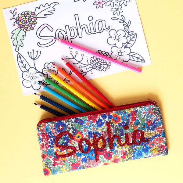 Liberty Glitter Name Pencil Case