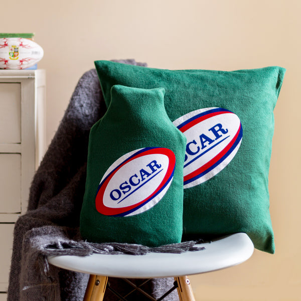 Rugby personalised hot water bottle cover