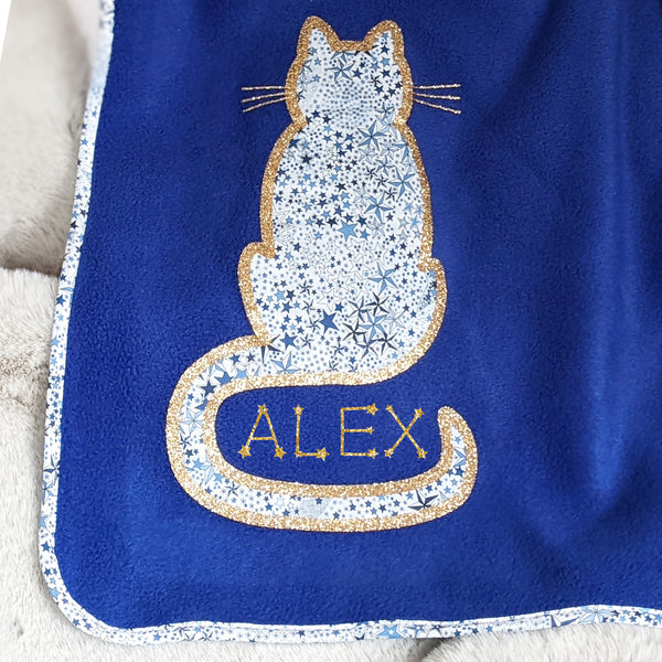 Liberty Cat Personalised New Baby Blanket Gift