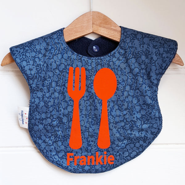 Cutlery personalised Liberty fabric bib