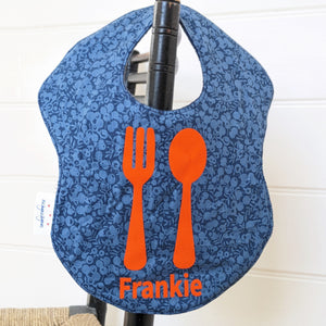 Cutlery personalised Liberty fabric bib