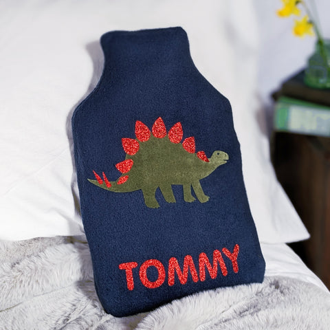 Stegosaurus personalised hot water bottle cover