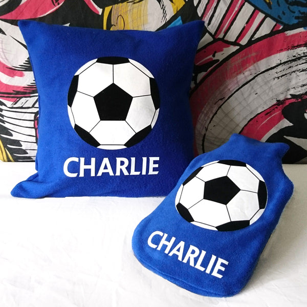 Football personalised hot water bottle cover