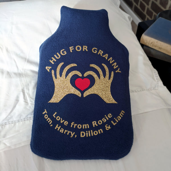 Hug For Granny Personalised Hot Water Bottle Cover Gift