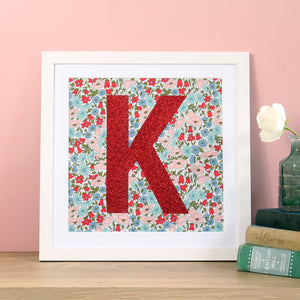 Liberty fabric floral monogram nursery print
