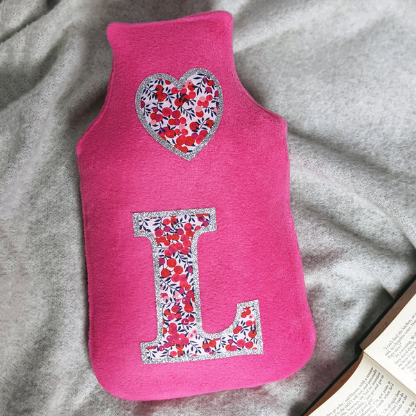 Liberty initial hot water bottle cover