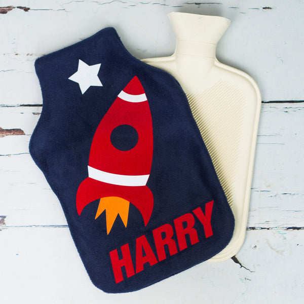 Space rocket hot water bottle cover