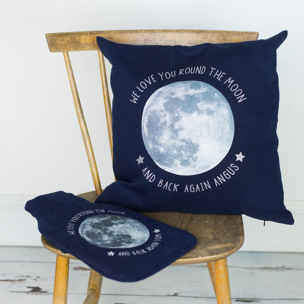 Personalised glitter moon cushion
