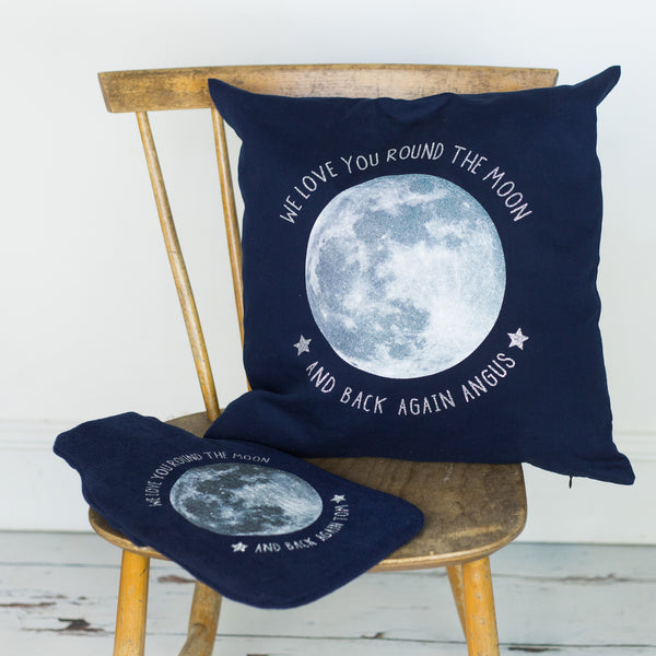 Moon glitter hot water bottle cover