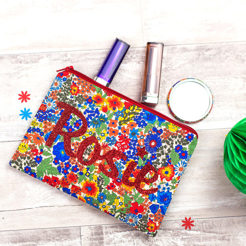 Liberty Glitter Name Make Up Bag