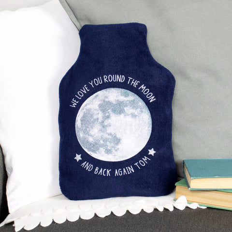 Moon glitter hot water bottle cover