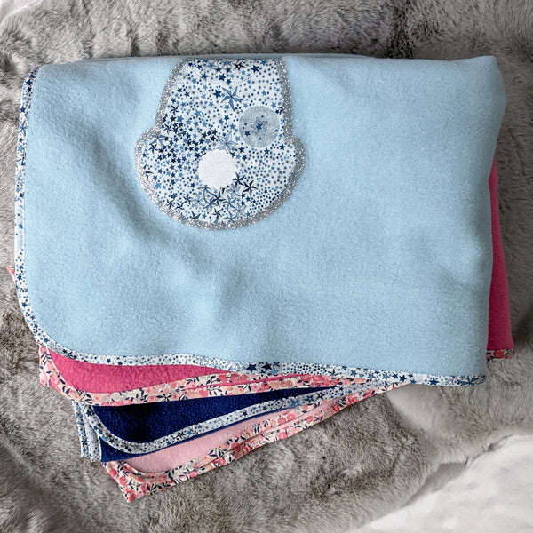 Pink Liberty Cat Personalised New Baby Blanket Gift