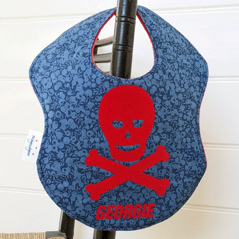Pirate personalised Liberty fabric bib
