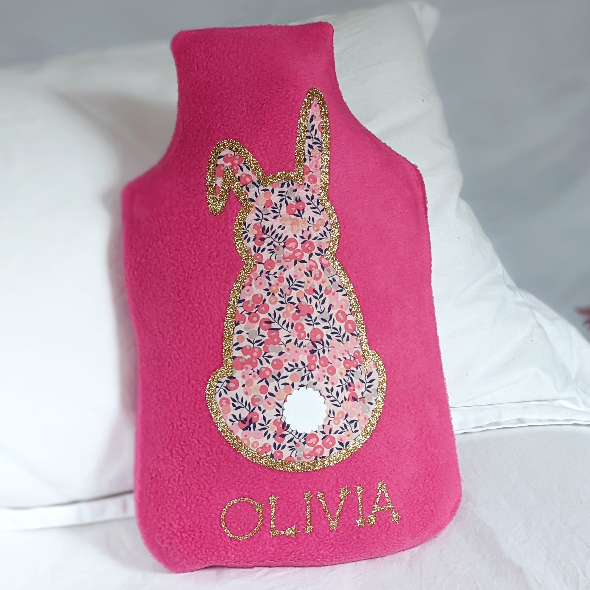 Liberty personalised rabbit hot water bottle cover