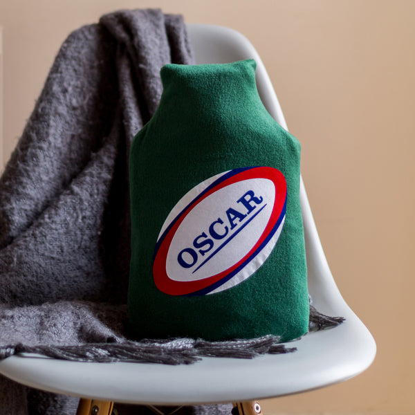 Rugby personalised hot water bottle cover