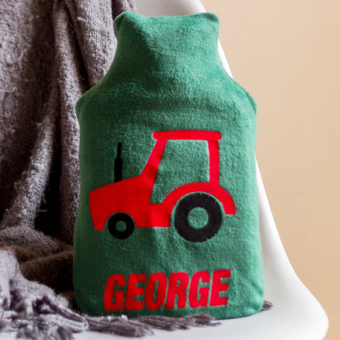 Tractor Personalised Hot Water Bottle Cover