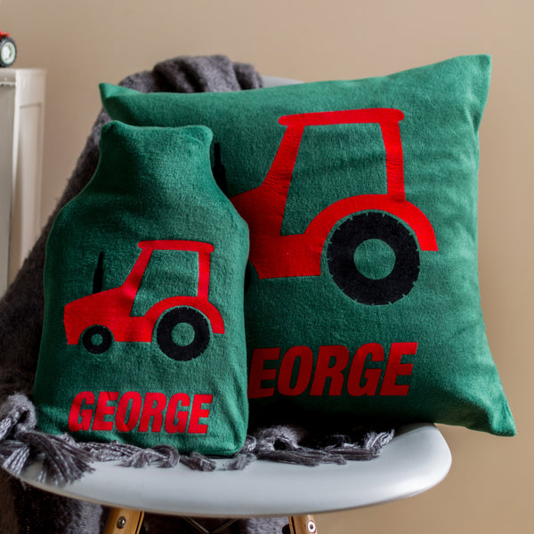 Tractor Personalised Hot Water Bottle Cover
