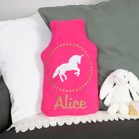 Personalised Sparkly Unicorn Hot Water Bottle Cover